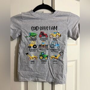 ❤️❤️Gray Kids' Tractor Theme T-Shirt NWOT L(5T)
